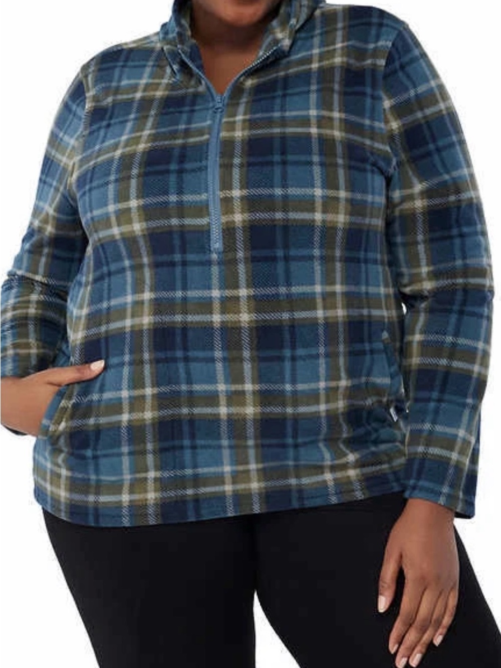 O'Neill Blue Plaid Quarter-Zip Fleece Pullover